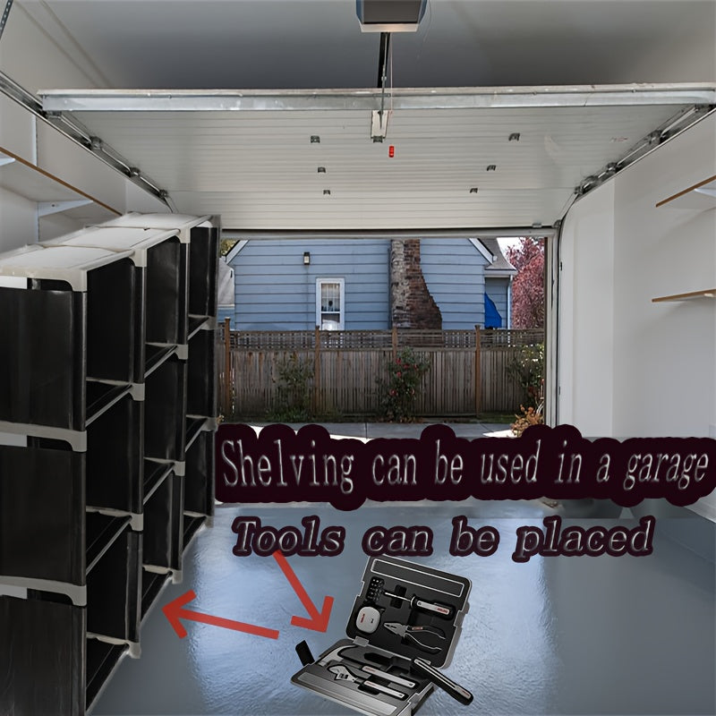 1pc, Multi-functional Assembly 3-layer 9-layer Storage Shelves Black Creative Combination Storage Cabinets, Independent Display Bookshelves with Compartments for Home Finishing Christmas Shelving