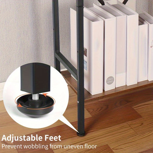 3-Tier Adjustable Metal Bookshelf with X-Shaped Reinforced Frame - Freestanding, Easy to Assemble, Space-Saving Design for Study, Office, or Home Use, Black, Bookshelf Furniture, Modern Bookshelf, Sturdy Construction, Durable Bookshelf, Book Lovers