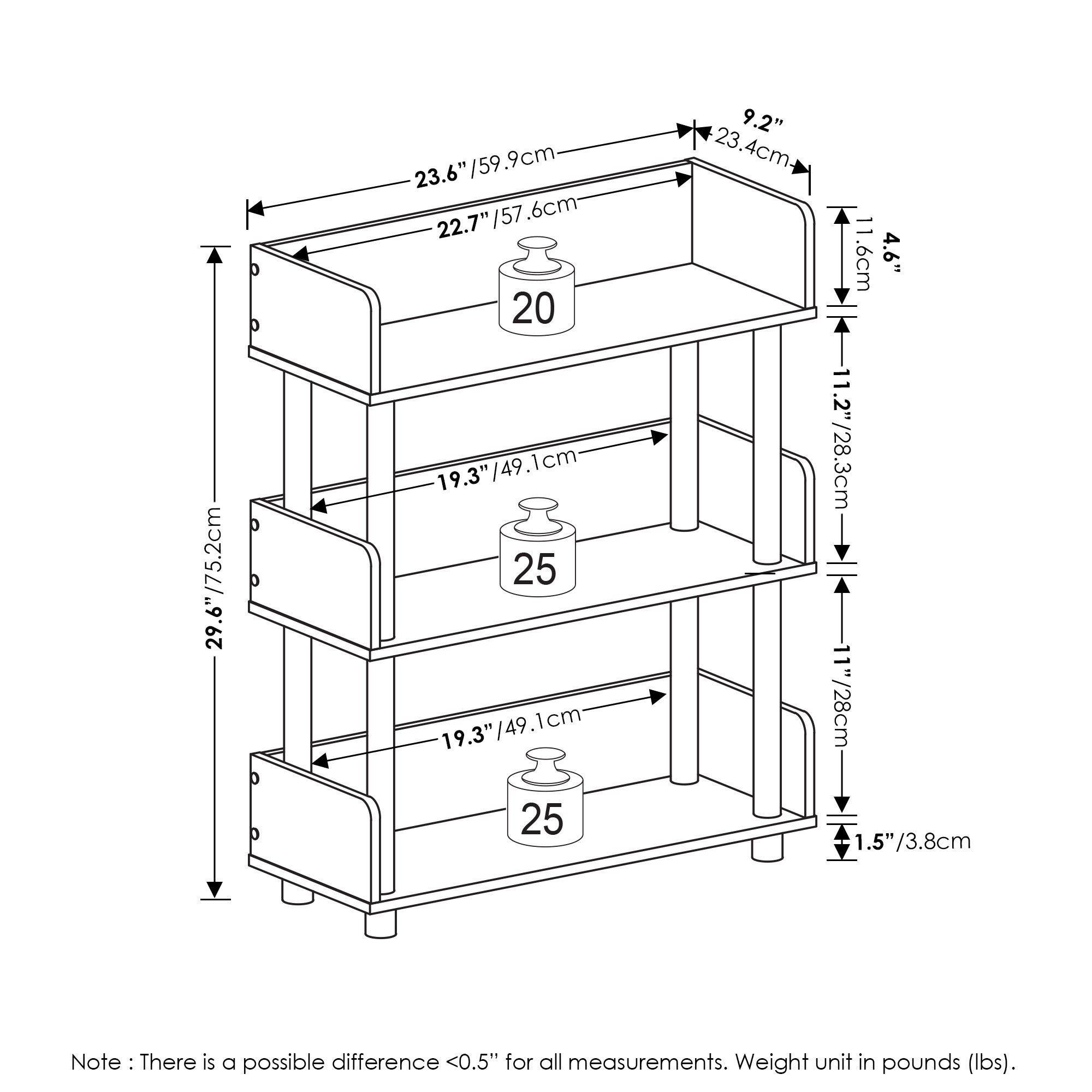 Turn-N-Tube 3-Tier Freestanding Multipurpose Display Rack, Bookshelf, Espresso, Home Storage