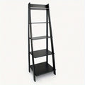 Solid Wood 5-Shelf Ladder Bookcase - Modern Black Bookshelf with Sturdy A-Frame Design, Space-Saving Vertical Storage for Home Office, Living Room, Dorm - Easy Assembly, Compact Bookcase for Small Spaces (Assembled Height \u003C27\