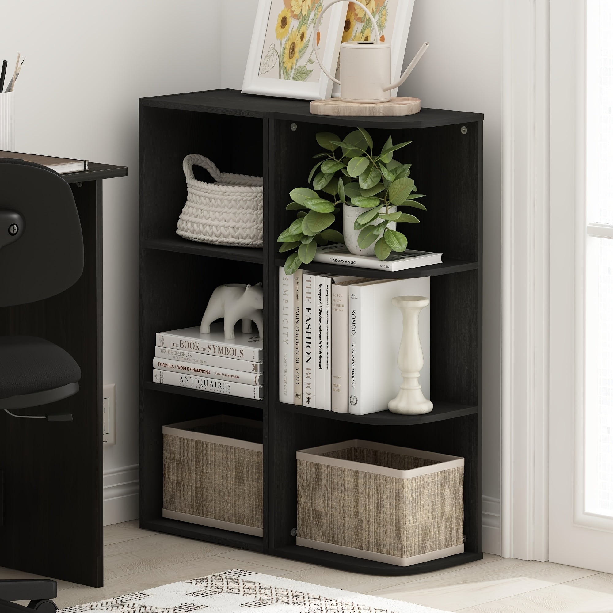 Pasir 3-Tier Corner Open Shelf Bookcase, Sporty Modern Design, Space-Saving, Sturdy Engineered Wood, Easy Assembly, Multipurpose Storage for Books, Gear, and Decor, Perfect for Home or Office