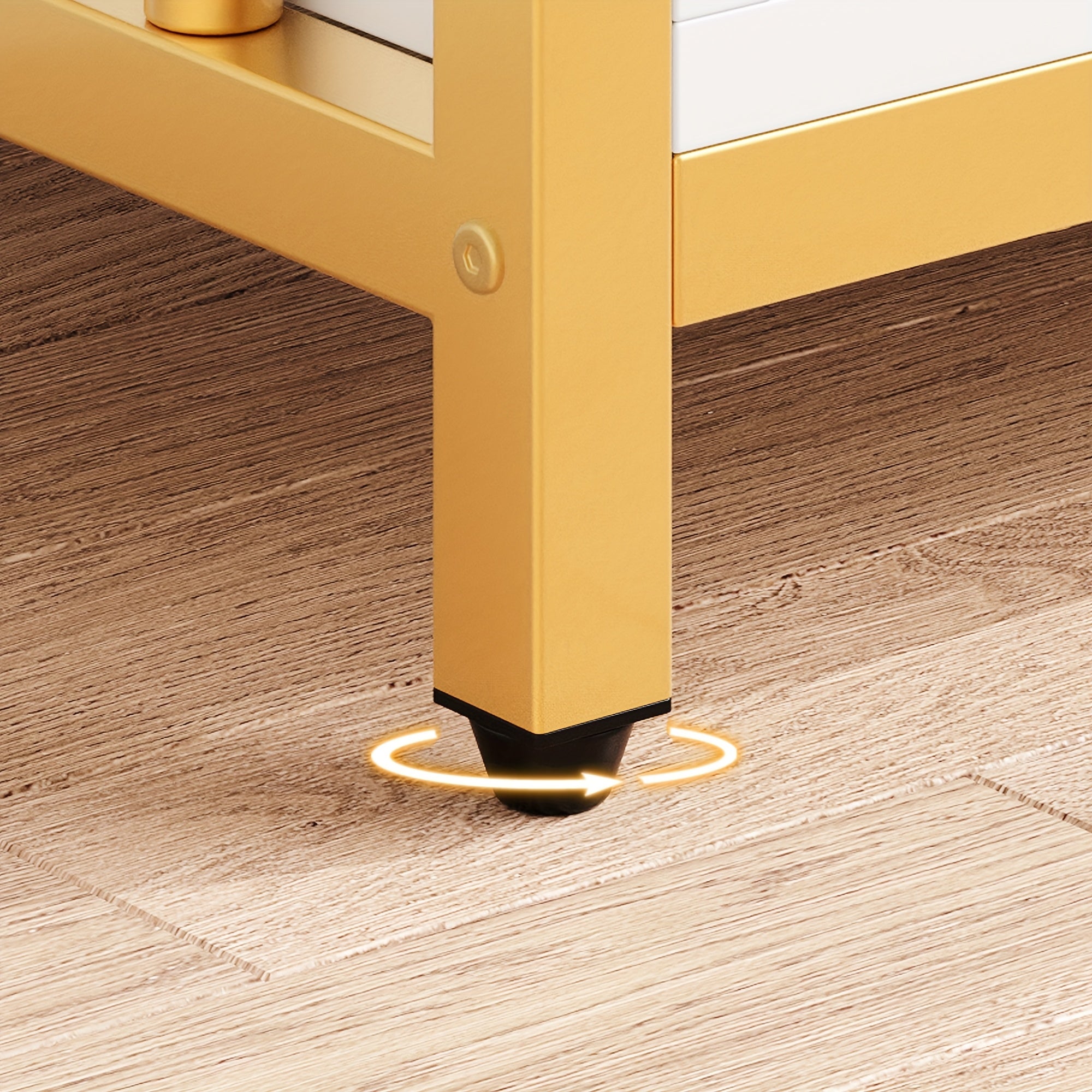 Bookshelf And Bookcase with Storage Cabinet And 2 Drawers, White And Golden Bookshelf, Standing 5 Tiers Book Shelves Display Rack with Doors for Bedroom Living Room Office, Golden