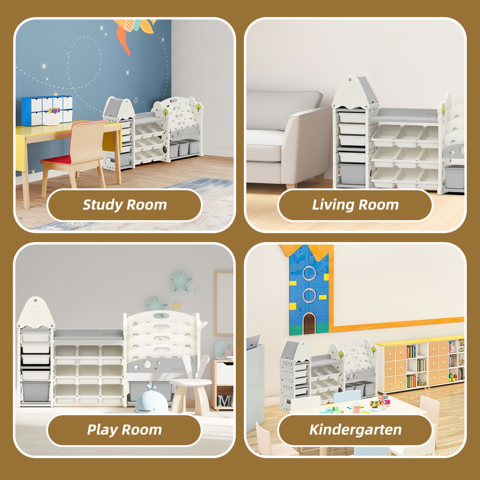 Extra Wide Kids Toy Storage Organizer with Bookcase - Large Heavy-Duty Toy Organizer, 13 Bins & 4 Box Storage, Space-Saving Bookshelf for Children's Bedroom, Playroom, Classroom - Easy-to-Clean Plastic Construction