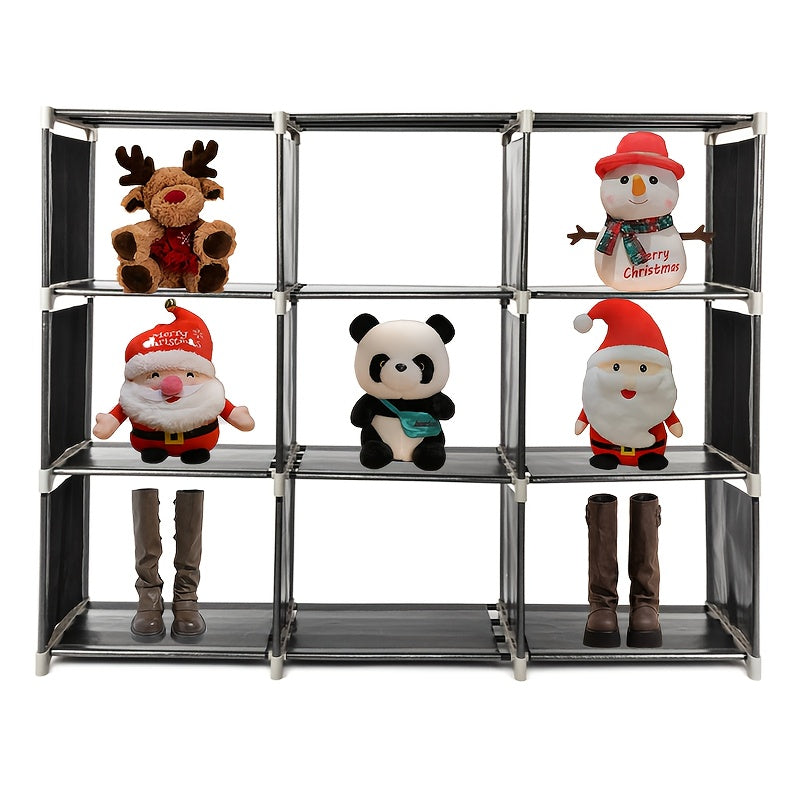 1pc, Multi-functional Assembly 3-layer 9-layer Storage Shelves Black Creative Combination Storage Cabinets, Independent Display Bookshelves with Compartments for Home Finishing Christmas Shelving