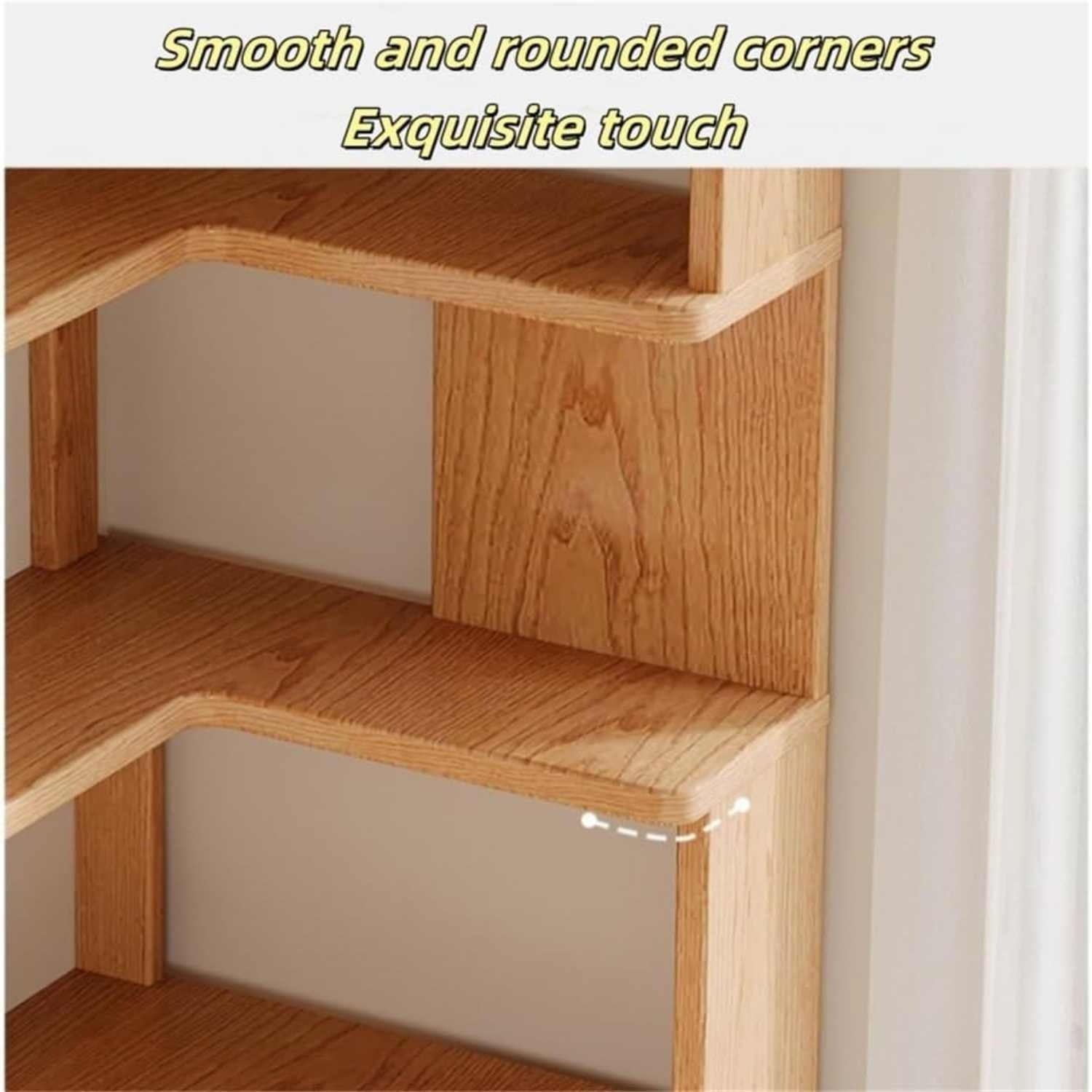 Multifunctional Solid Wood Organizer Floor Corner Cabinet, Home Corner Bookcase, Living Room Multi-layer Corner Storage Simple Bookshelf, Easy To Install - For Living Room, Bedroom, Study, Office Storage
