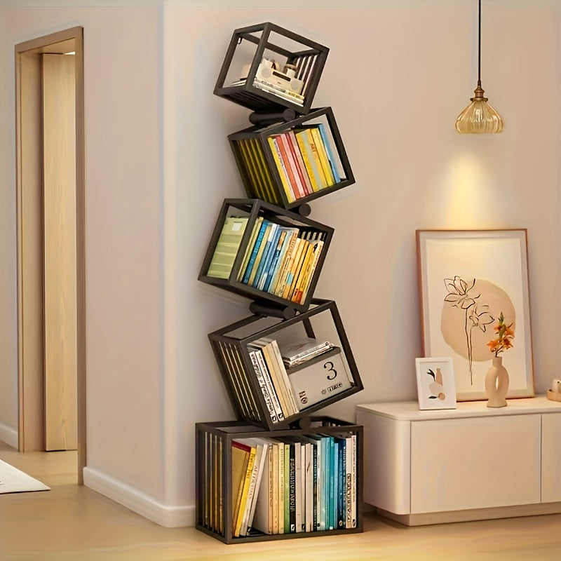 5-Tier Metal Bookshelf, Modern Geometric Bookcase, 73\