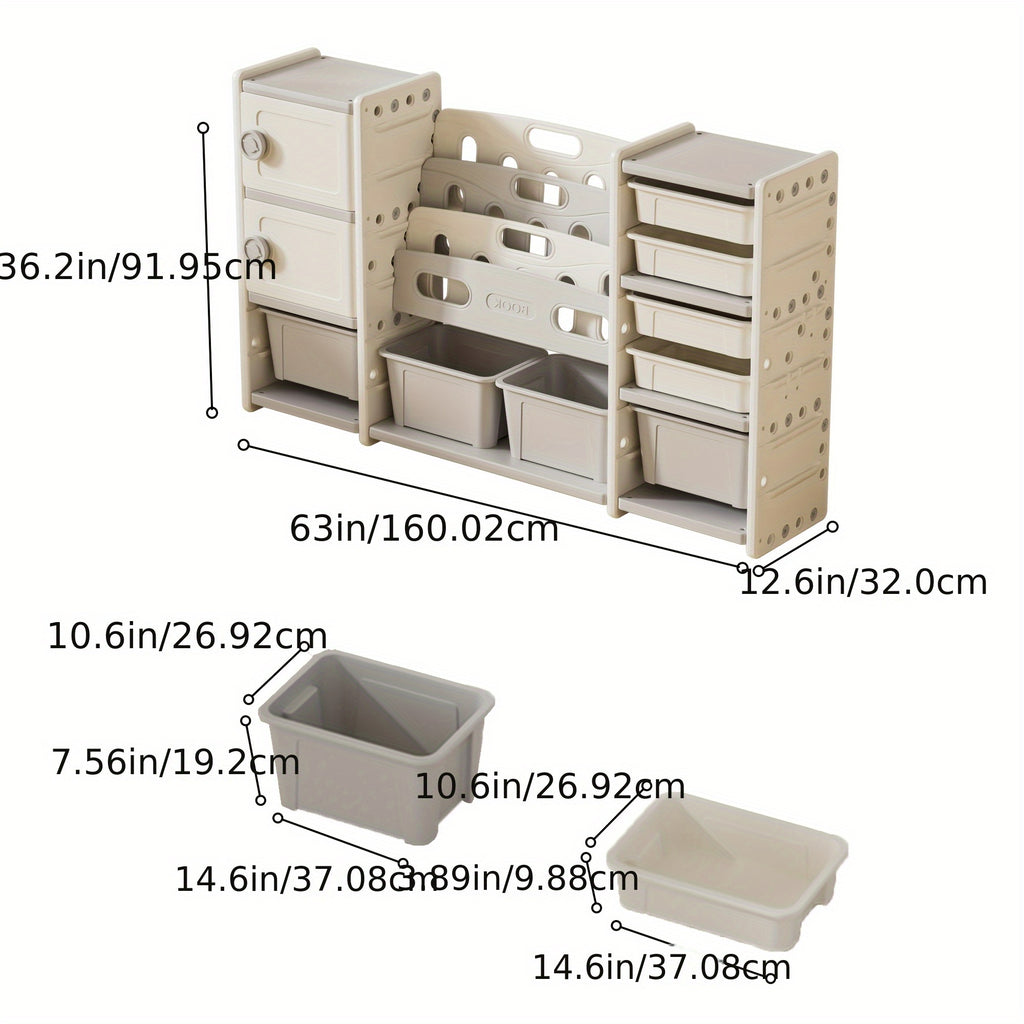 Storage Rack with 8 Detachable Boxes, 4 Layers Of Book Storage Rack And 2 Cabinets for Storage, Bookshelf And Storage Rack, Suitable for Gaming Rooms, Bedrooms, And Rooms