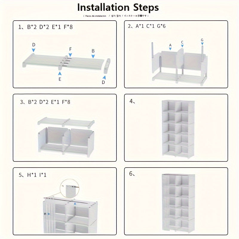 6-story single and double row easy to assemble bookshelf, household simple clothing storage wardrobe, multifunctional dust-proof miscellaneous cabinet, suitable for offices, classrooms, rental houses,
