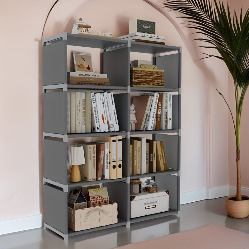 Metal Bookshelf, Space-Saving Gray\u002FBlack Space-Saving Metal Bookshelf - Versatile Easy Assembly For Home Office, Dorm Room & Rental Housing