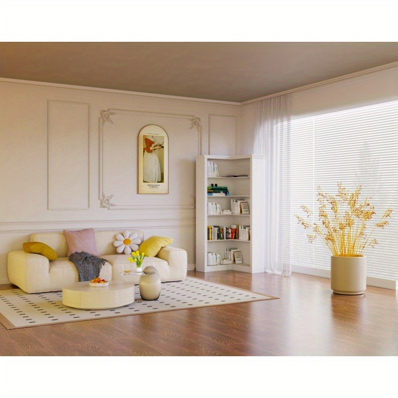 5-Tier Corner Bookshelf - Sturdy Durable Plastic Freestanding Storage Shelf, 32x32x73.8 Inch Space-Saving Design with 3.2 Cu Ft Capacity, Classic Style for Bedroom, Living Room, Study - Home Organization, Bookshelf Decor, Bedroom Organizer