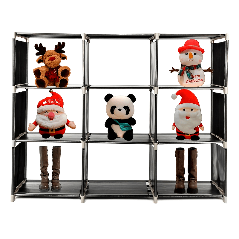 1pc, Multi-functional Assembly 3-layer 9-layer Storage Shelves Black Creative Combination Storage Cabinets, Independent Display Bookshelves with Compartments for Home Finishing Christmas Shelving