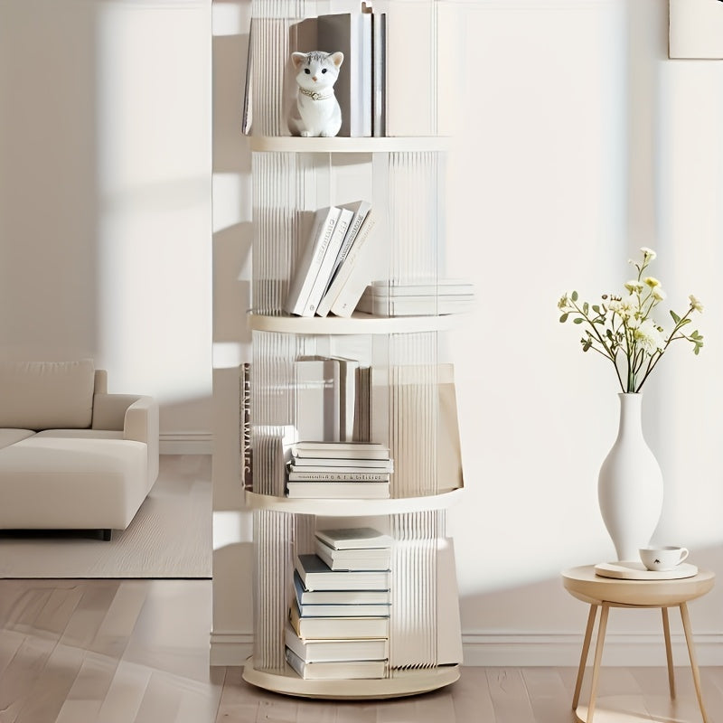 3\u002F4\u002F5- Layer Circular Shaped Rotating Bookshelf, Smooth And Stable Base, Transparent And Visible Bookscase, Storage Rack, Easy Installation, Free Stacking Bookshelf, Suitable for Living Room, Bedroom, Study Room, Home Decoration, Ideal for Gifts