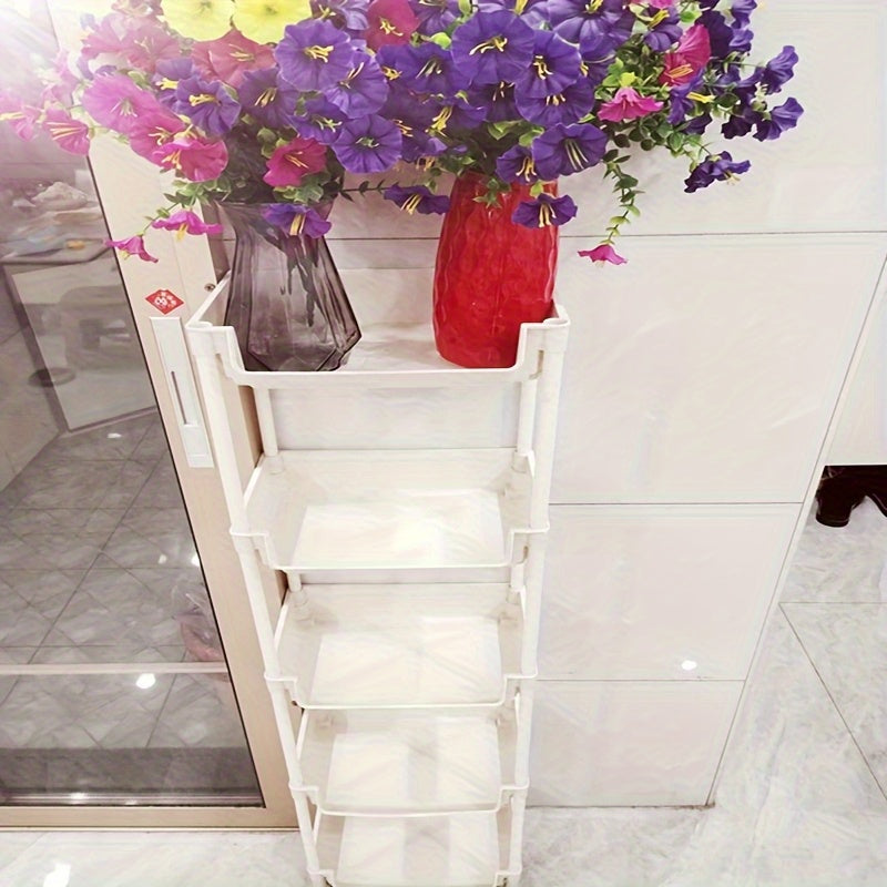 5-Tier Rolling Bookshelf with Wheels - Easy Assembly Plastic Storage Rack for Books, Tools & Household Items - Perfect for Bedroom, Bathroom, Kitchen & Living Room, Utility Shelves