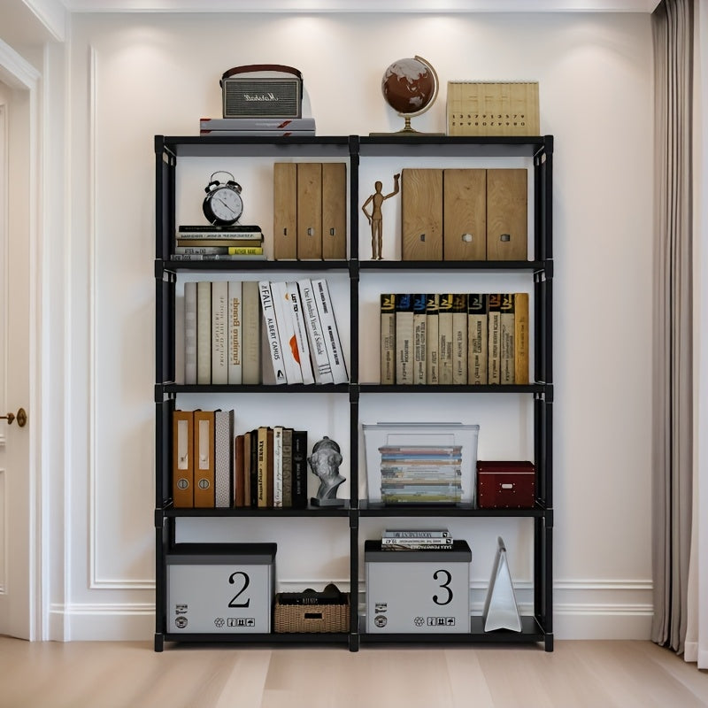 Metal Bookshelf, Space-Saving Gray\u002FBlack Space-Saving Metal Bookshelf - Versatile Easy Assembly For Home Office, Dorm Room & Rental Housing