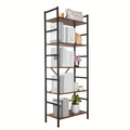 Five Layer Industrial Style Bookshelf - Retro Brown And Black Metal Frame, Stable Design, High-quality Scratch Resistant, Easy To Clean, Suitable For Offices, And Study Rooms - Easy To Assemble