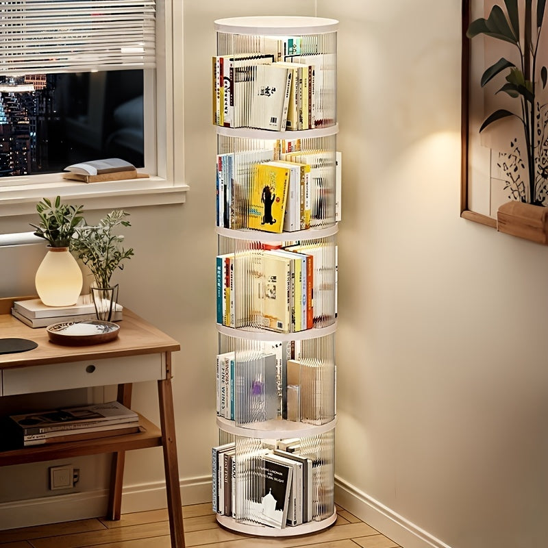 3\u002F4\u002F5- Layer Circular Shaped Rotating Bookshelf, Smooth And Stable Base, Transparent And Visible Bookscase, Storage Rack, Easy Installation, Free Stacking Bookshelf, Suitable for Living Room, Bedroom, Study Room, Home Decoration, Ideal for Gifts