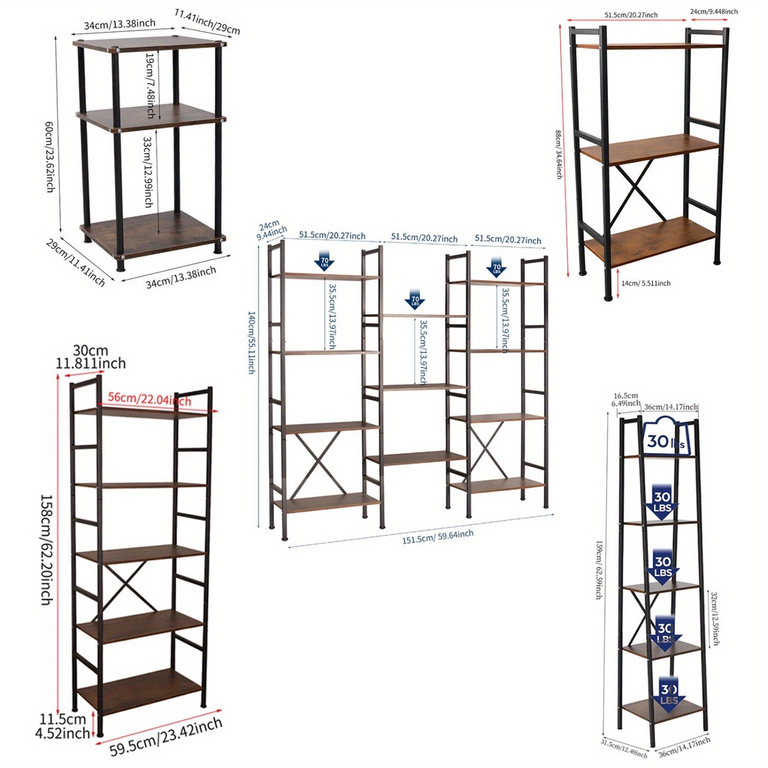 1pc Multi-Tier Heavy-Duty Metal Shelf - Suitable for Garage\u002FOffice\u002FKitchen, Sturdy Freestanding Bookcase with Space-Saving Design, Easy to Assemble in 4 Sizes