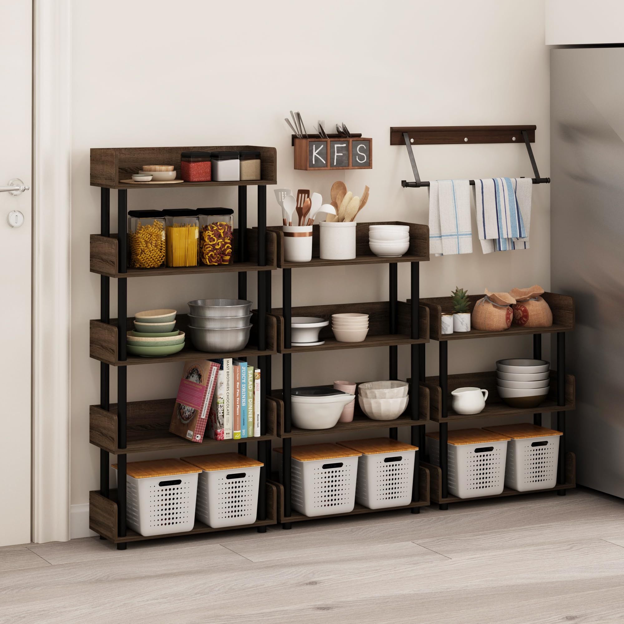 Turn-N-Tube 3-Tier Freestanding Multipurpose Display Rack, Bookshelf, Espresso, Home Storage