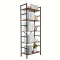3-Tier\u002F5-Tier Metal Bookshelf - Rustic Brown Modern Classic Design, 27\