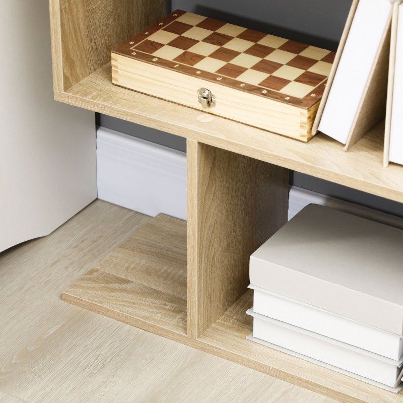 HOMCOM 75.5H S-Shaped 6-Shelf Bookcase - Space-Saving Vertical Design, Sturdy Plastic Construction, 27\