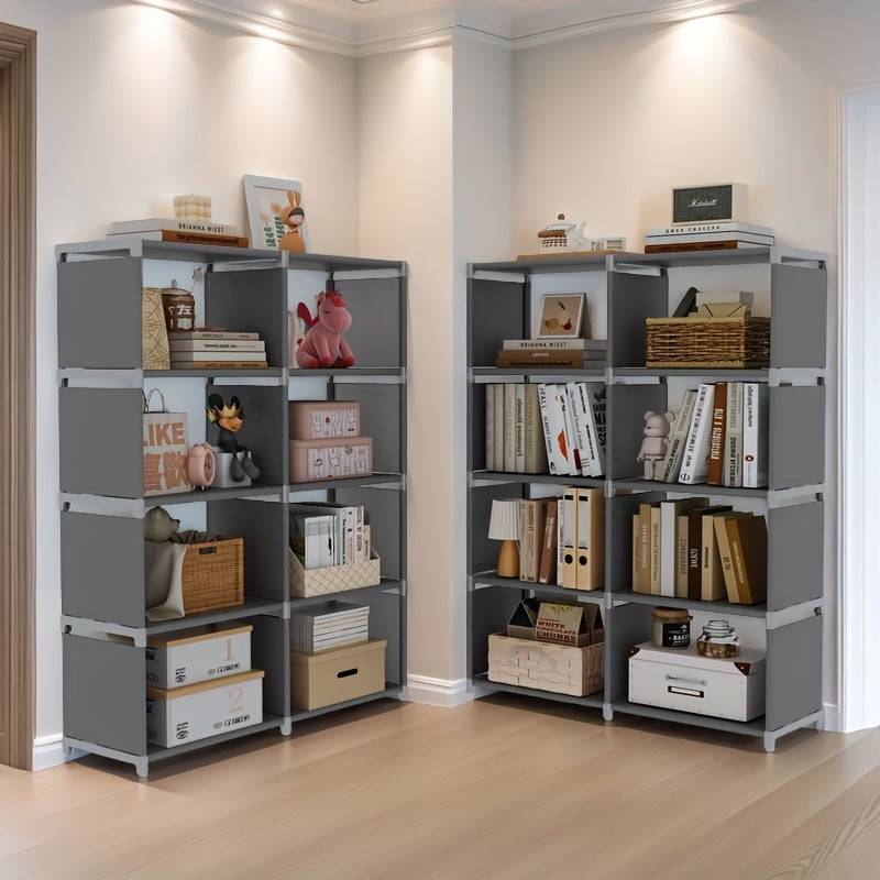 Metal Bookshelf, Space-Saving Gray\u002FBlack Space-Saving Metal Bookshelf - Versatile Easy Assembly For Home Office, Dorm Room & Rental Housing